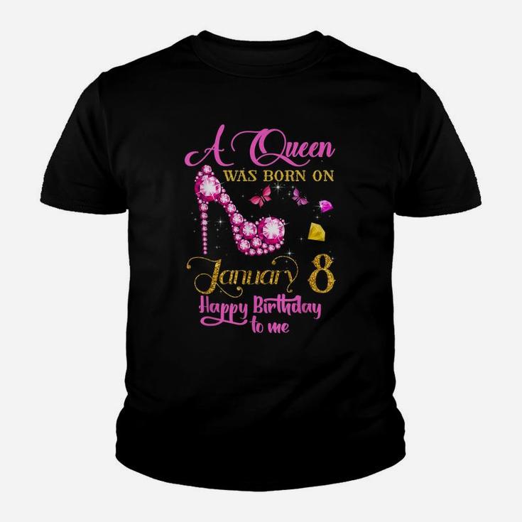 A Queen Was Born On January 8, 8Th January Birthday Gift Youth T-shirt