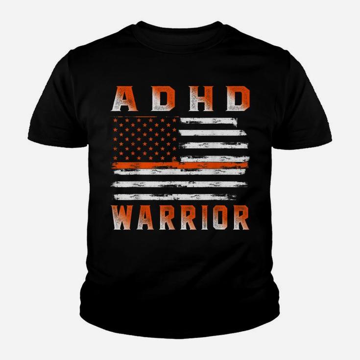 Adhd Awareness Usa Flag American Orange Support Youth T-shirt