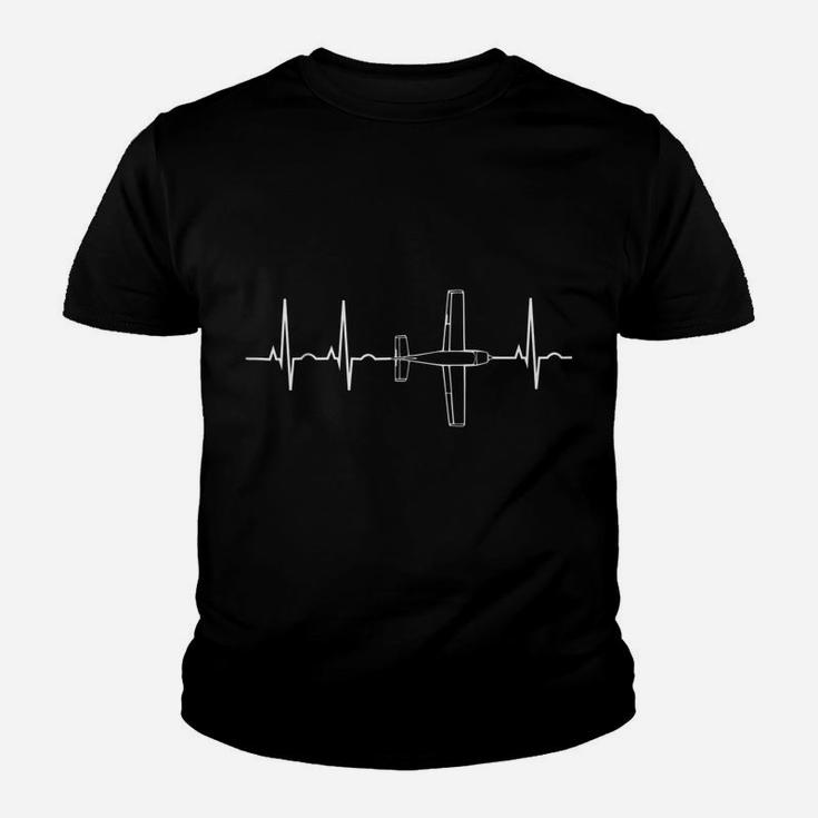 Airplane Pilot Shirt Pilot Heartbeat  Flying Gift Tee Youth T-shirt