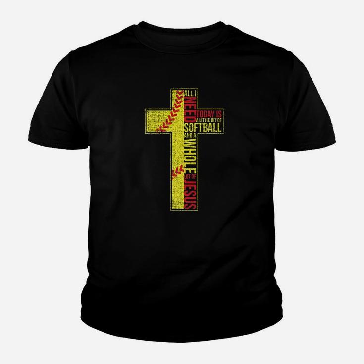 All I Need Is Softball Jesus Christian Cross Faith In God Premium Youth T-shirt