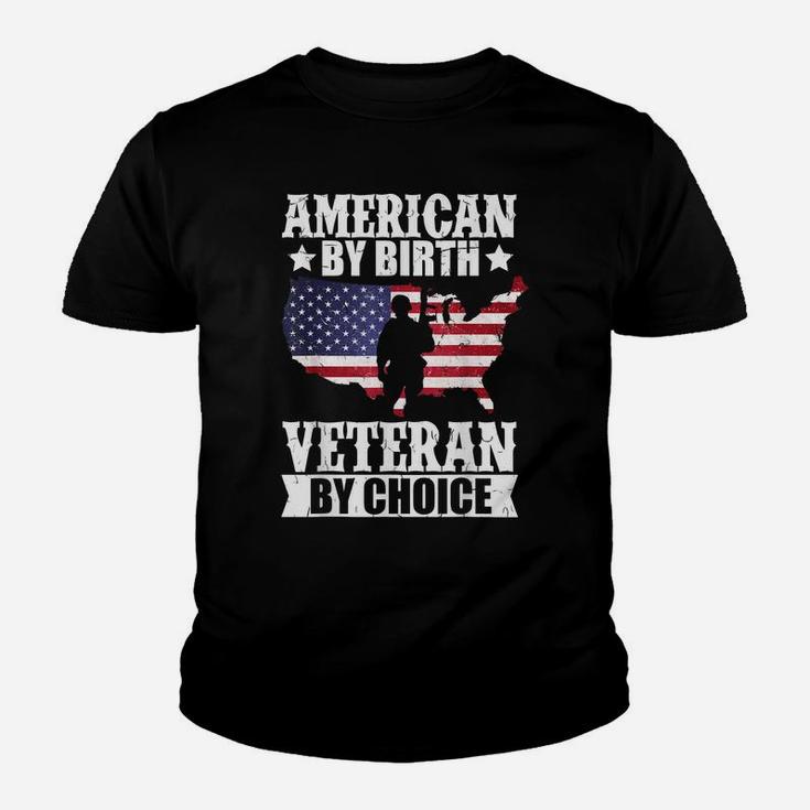 American By Birth Veteran By Choice Us Flag Veterans Day Youth T-shirt