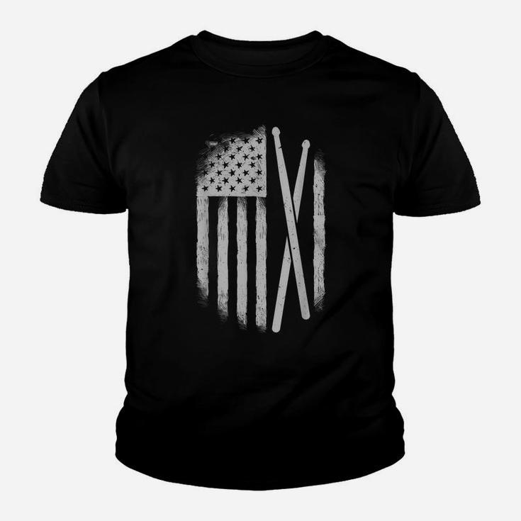 American Flag Drumsticks Usa Drummers Vintage Drum Sticks Youth T-shirt