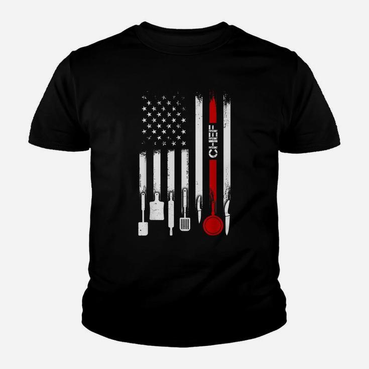 American Flag With Chef Tshirt For Women Men Father Youth T-shirt