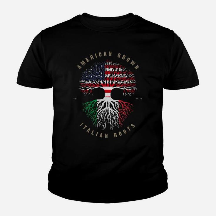 American Grown Italian Roots Italy Flag Youth T-shirt