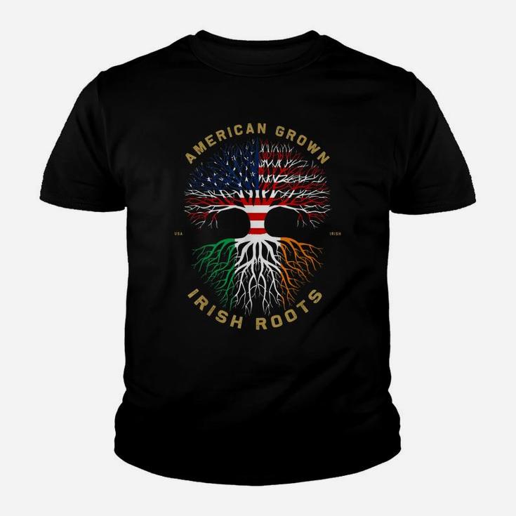 American Grown With Irish Roots Tree Usa Flag Unique Gifts Youth T-shirt