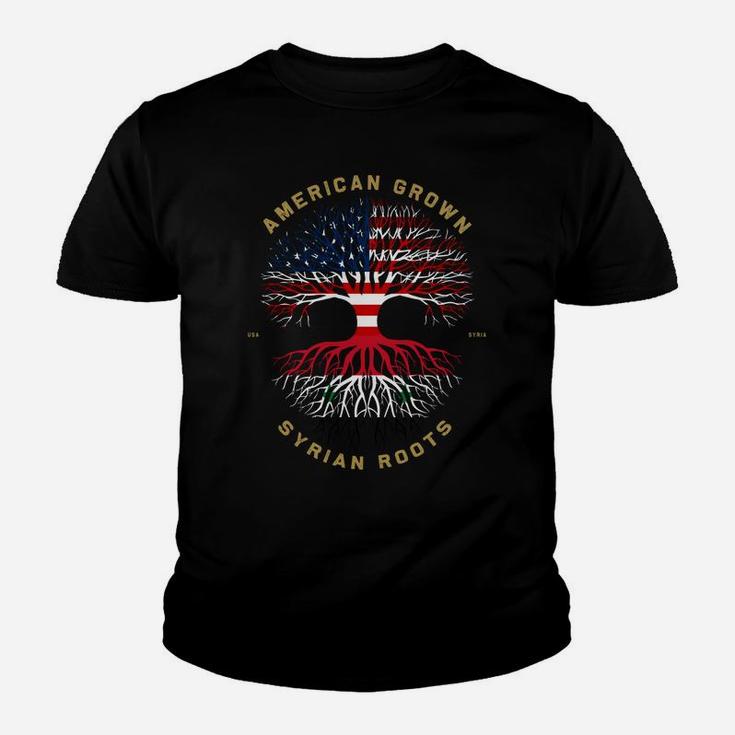American Grown With Syrian Roots Tree Usa Flag Unique Gifts Sweatshirt Youth T-shirt