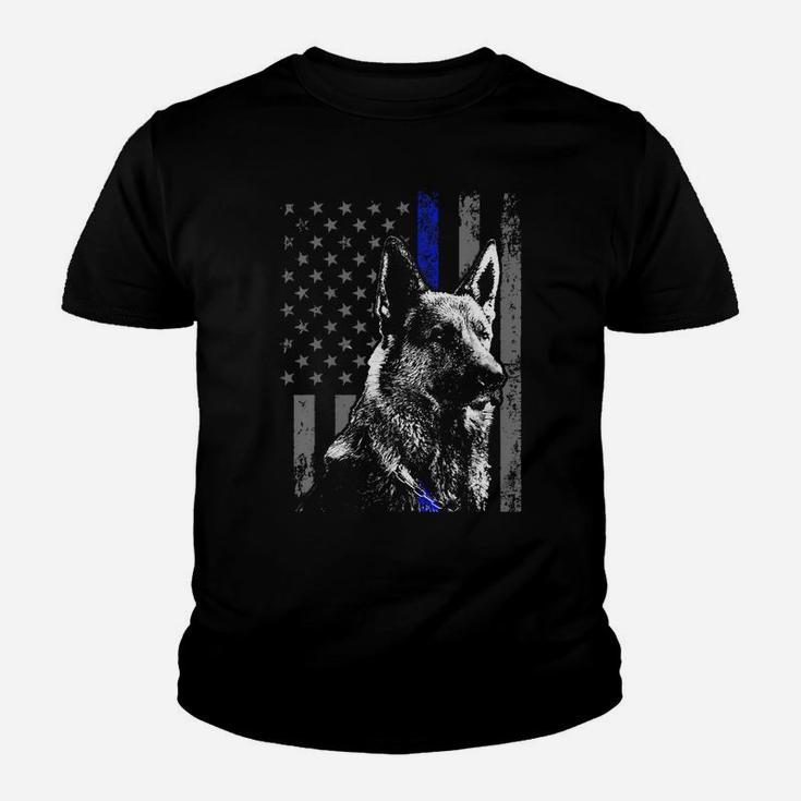 Back The Blue Thin Blue Line Flag K-9 German Shepherd Police Sweatshirt Youth T-shirt