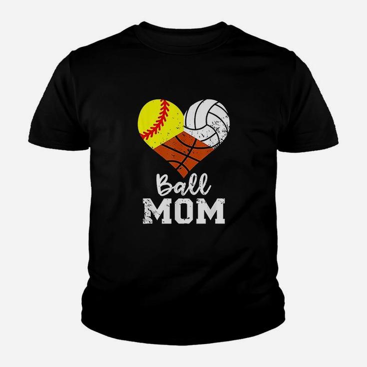 Ball Mom Funny Softball Volleyball Basketball Mom Youth T-shirt