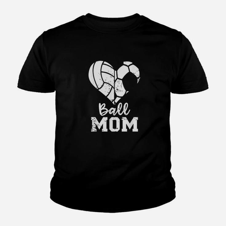 Ball Mom Heart Funny Soccer Volleyball Mom Youth T-shirt