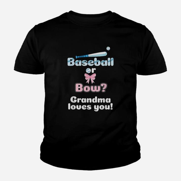 Baseball Or Bows Gender Reveal Party Grandma Loves You Youth T-shirt