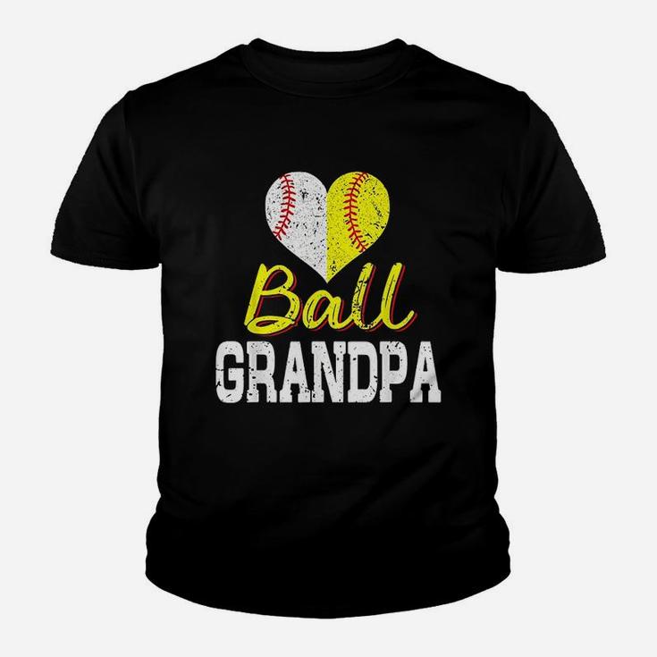 Baseball Softball Ball Heart Grandpa Youth T-shirt