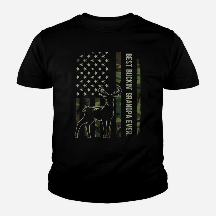 Best Buckin' Grandpa Ever Camo American Flag Deer Hunting Sweatshirt Youth T-shirt