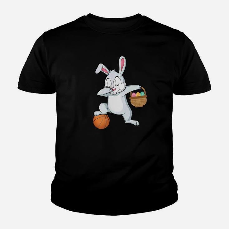 Bunny Rabbit Easter Eggs Dabbing Playing Basketball Youth T-shirt