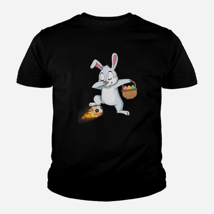 Bunny Rabbit Easter Eggs Dabbing Playing Fire Soccer Youth T-shirt