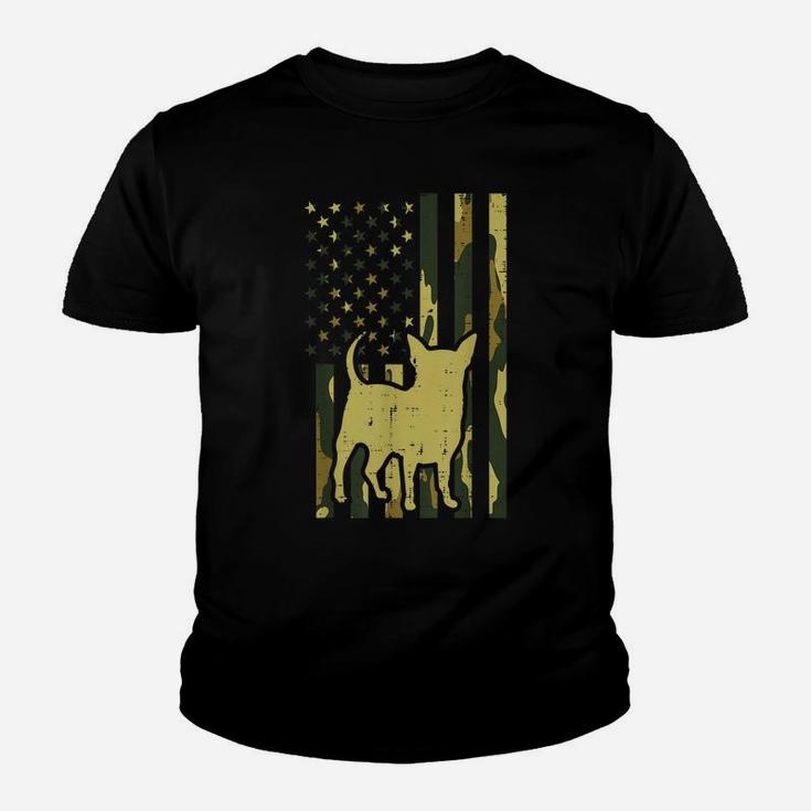 Camo Flag Chihuahua Vintage Chiwawa Patriotic Dog Lover Gift Youth T-shirt