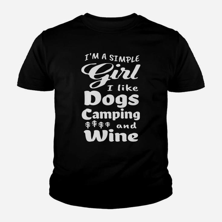 Camp I Like Dogs Camping And Wine Camping Youth T-shirt