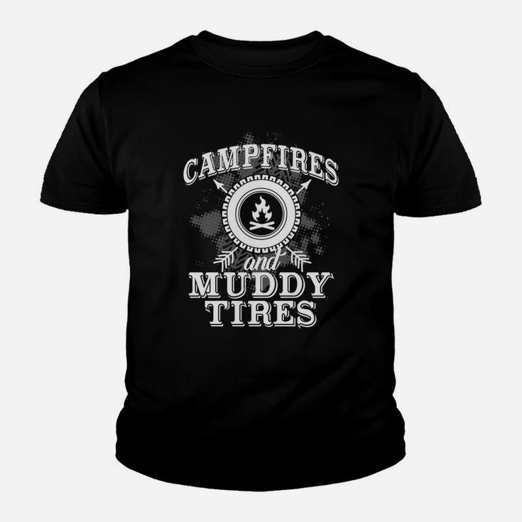 Campfires And Muddy Tires Funny Camping T-shirt Youth T-shirt