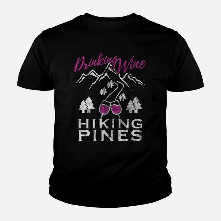 Camping For Wine Lovers Drinking Wine Hiking Pines Youth T-shirt