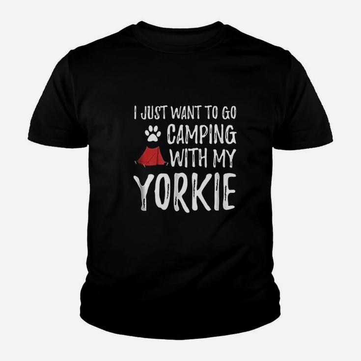 Camping Yorkie For Funny Dog Mom Or Dog Dad Camper Youth T-shirt