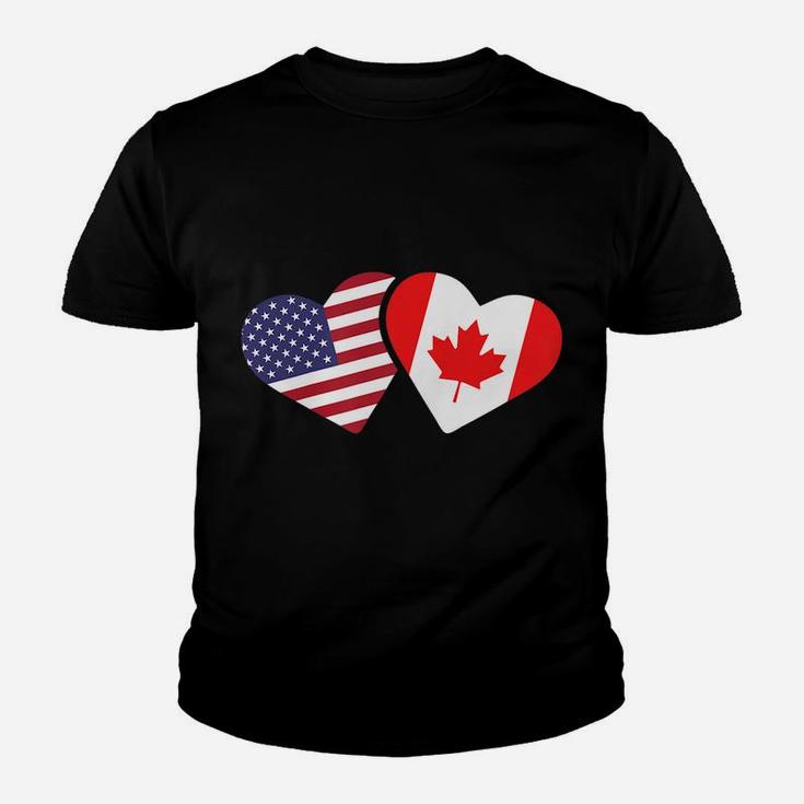 Canada Usa Flag T Shirt Heart Canadian Americans Love Cute Youth T-shirt