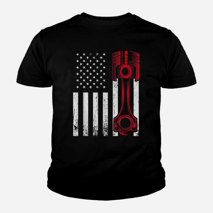 Car Enthusiast - American Flag Piston Muscle Car Gift Youth T-shirt