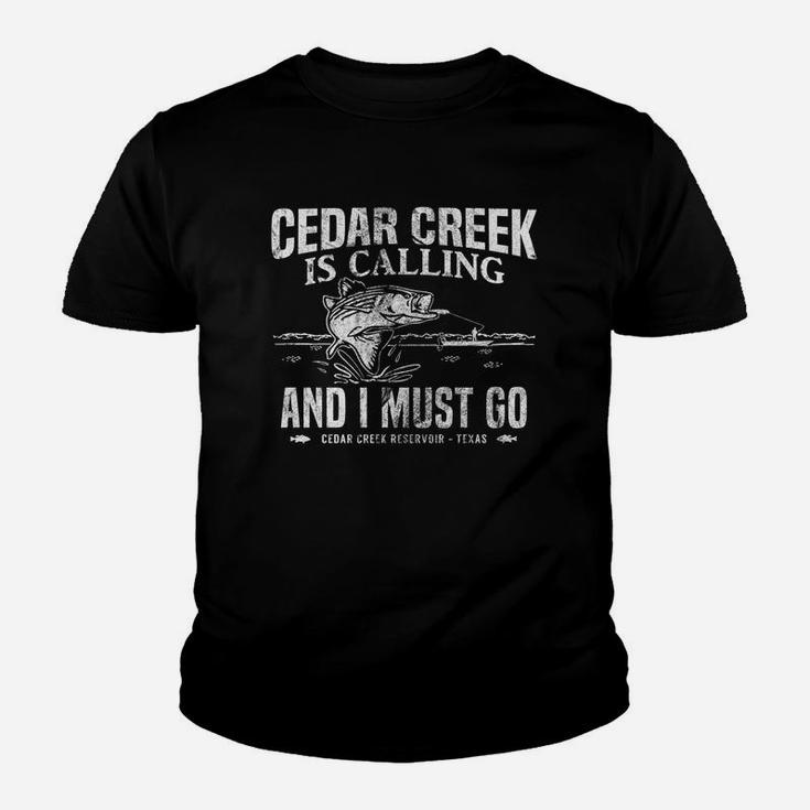 Cedar Creek Is Calling Funny Texas Bass Fishing Gift Youth T-shirt