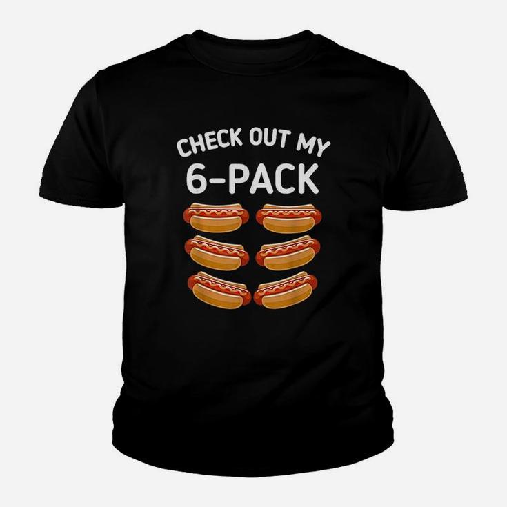 Check Out My 6 Pack Hot Dog Funny Gift Hot Dogs Lovers Gym Youth T-shirt