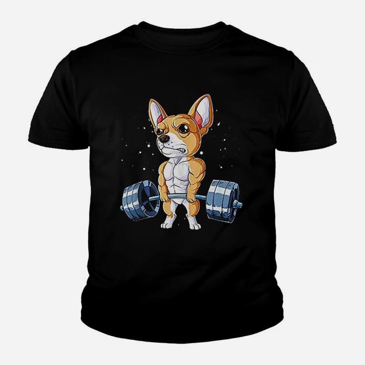 Chihuahua Weightlifting Funny Deadlift Fitness Gym Gifts Youth T-shirt