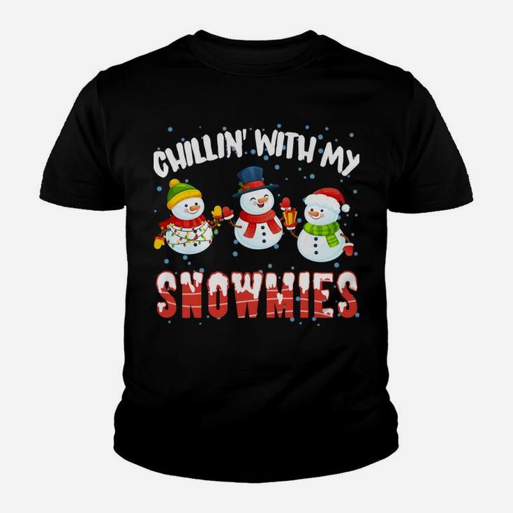 Chillin' With My Snowmies Christmas Snowman Santa Hat Sweatshirt Youth T-shirt