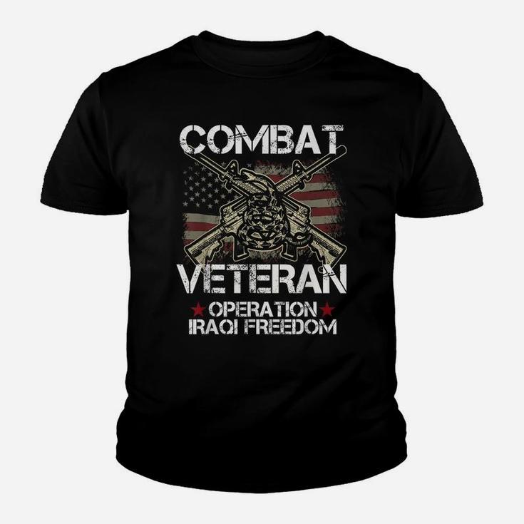 Combat Veteran Iraqi Freedom Military Usa American Flag Gift Youth T-shirt