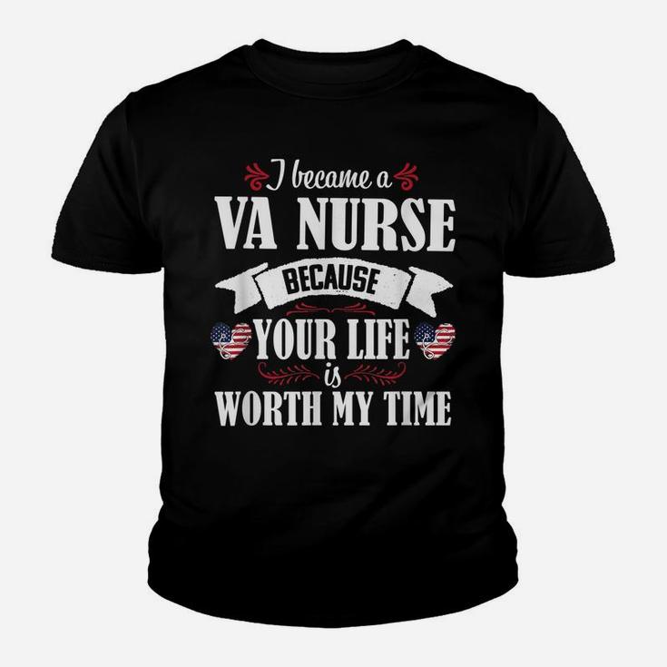 Cute Worth My Time Va Nurse Veteran Nursing Gift Women Youth T-shirt