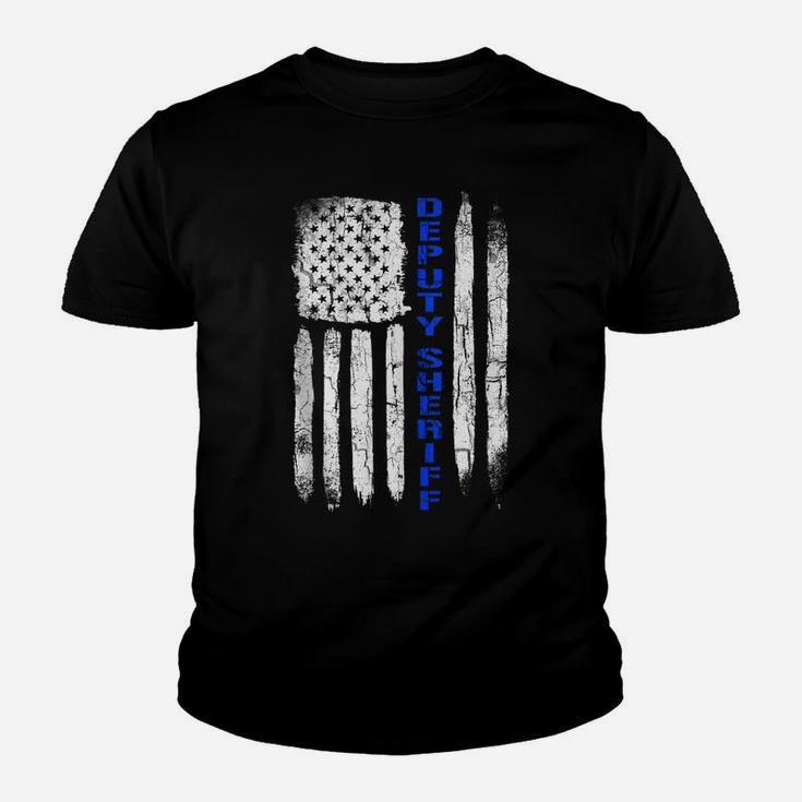 Deputy Sheriff Shirts For Men Thin Blue Line American Flag Youth T-shirt