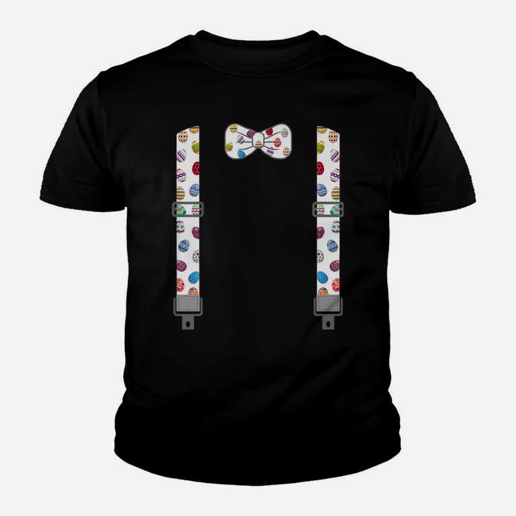 Easter Eggs Bow Tie & Suspenders Tee Egg Hunting Bunny Youth T-shirt