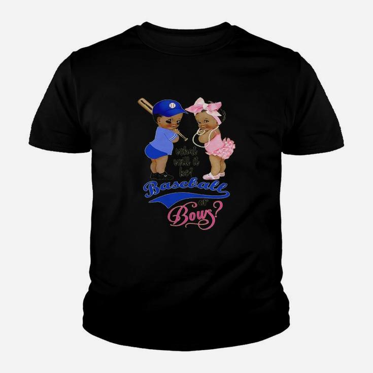 Ethnic Baseball Or Bows Gender Reveal Party T-shirt Youth T-shirt