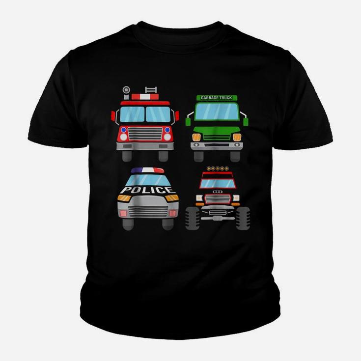 Fire Truck Garbage Truck Monster Truck Police Car Youth T-shirt