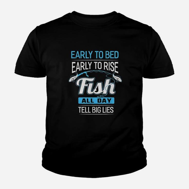 Fish All Day Tell Big Lies Funny Fishing Youth T-shirt
