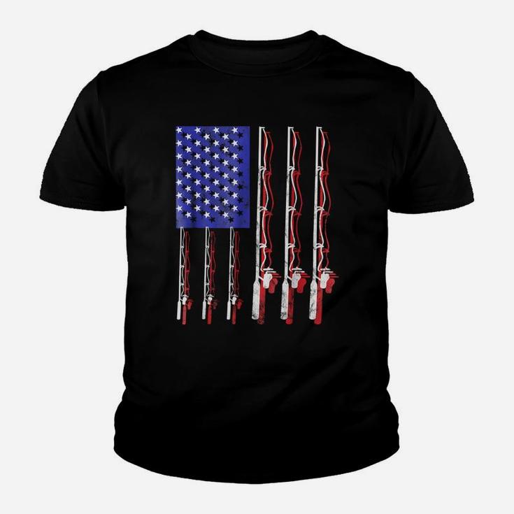 Fishing Flag Shirt Funny Patriotic Fathers Day 4th Of July Youth T-shirt