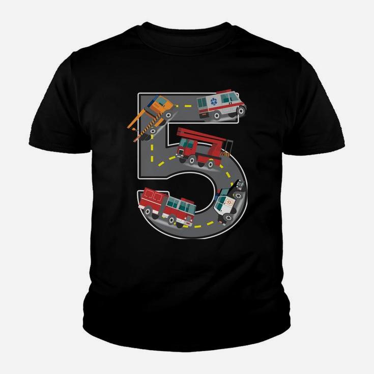 Five Year Old 5Th Birthday Fire Truck Ambulance Police Car Youth T-shirt