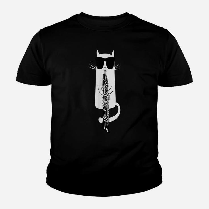 Funny Cat Wearing Sunglasses Playing Oboe Youth T-shirt