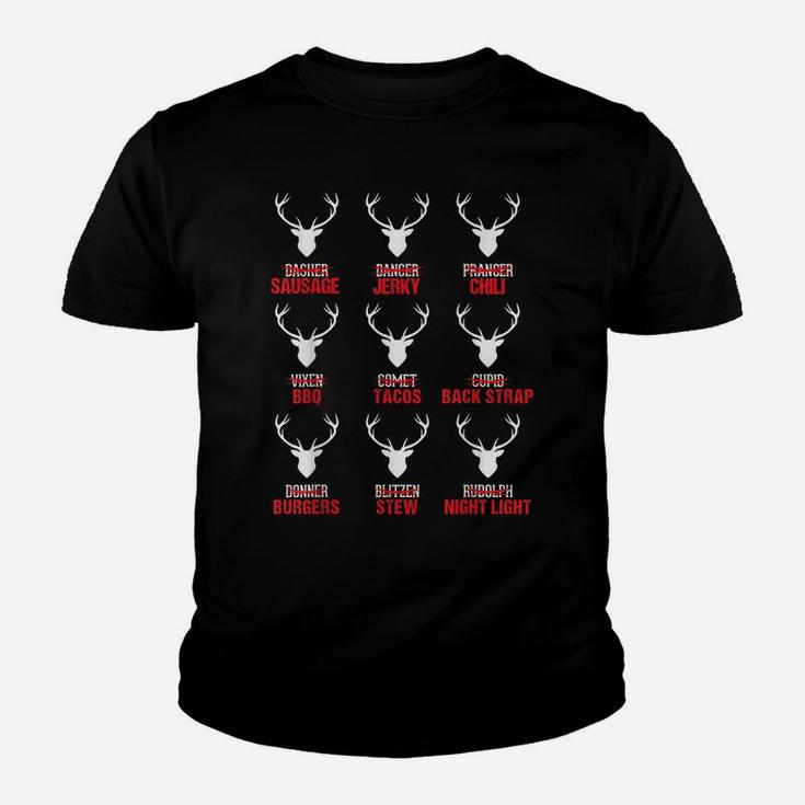 Funny Christmas Reindeer Hunter Deer Meat Hunting Gifts Youth T-shirt