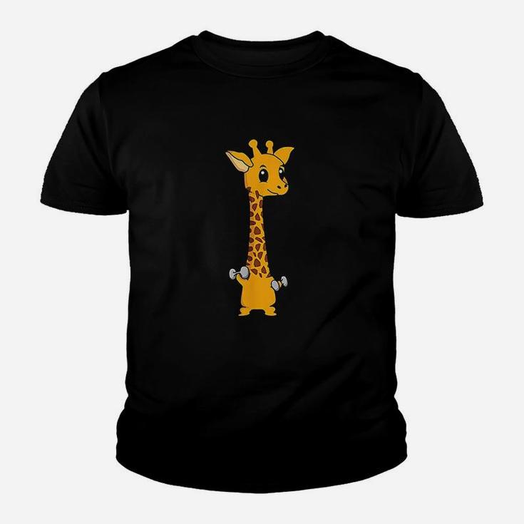 Funny Giraffe Camelopard Lifting Gym Motivation Youth T-shirt