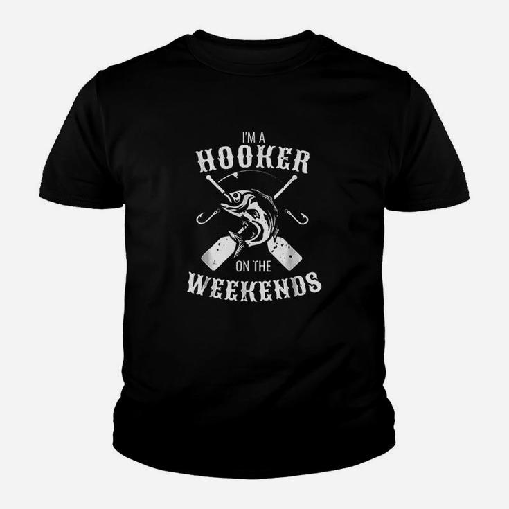 Funny I Am A Hooker On The Weekends Carp Fishing Pole Youth T-shirt
