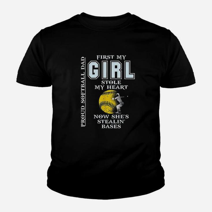 Funny Proud Softball Dad Girl Stole My Heart Youth T-shirt