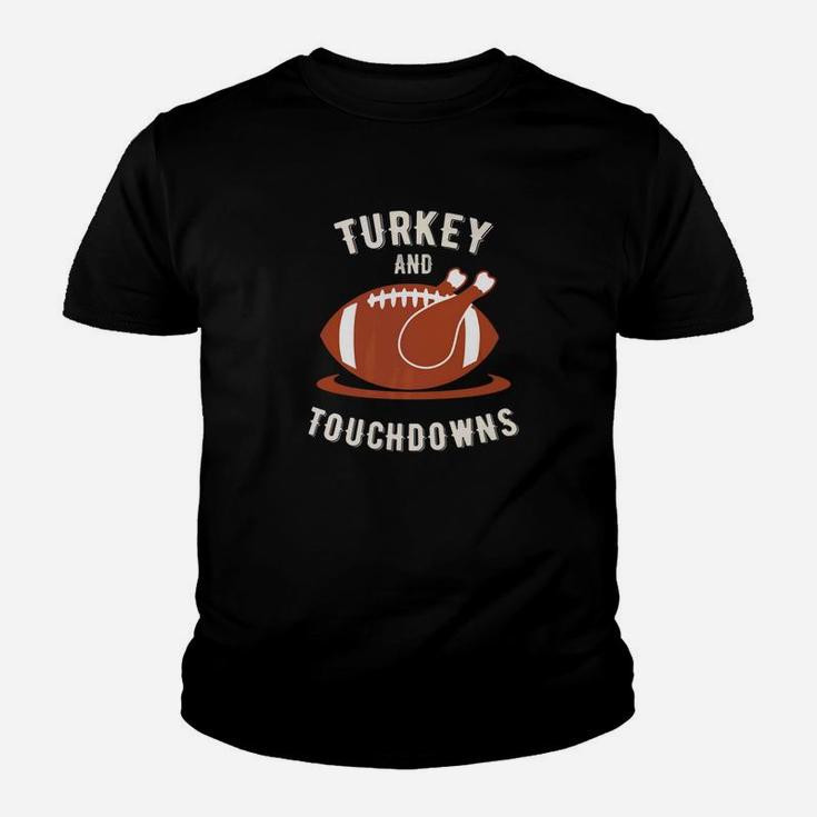 Funny Thanksgiving Football Turkey And Touchdowns Youth T-shirt