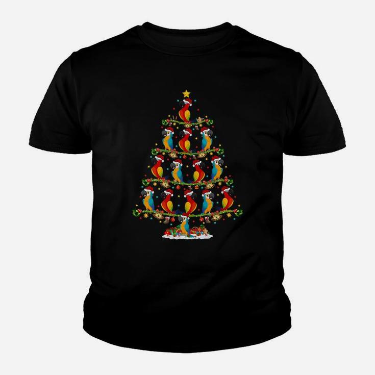 Funny Xmas Lighting Santa Parrot Christmas Tree Youth T-shirt