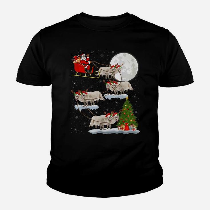 Funny Xmas Lighting Tree Santa Riding Arctic Fox Christmas Youth T-shirt