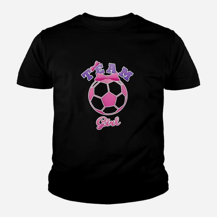 Gender Reveal Party Team Girl Pink Soccer Ball Youth T-shirt