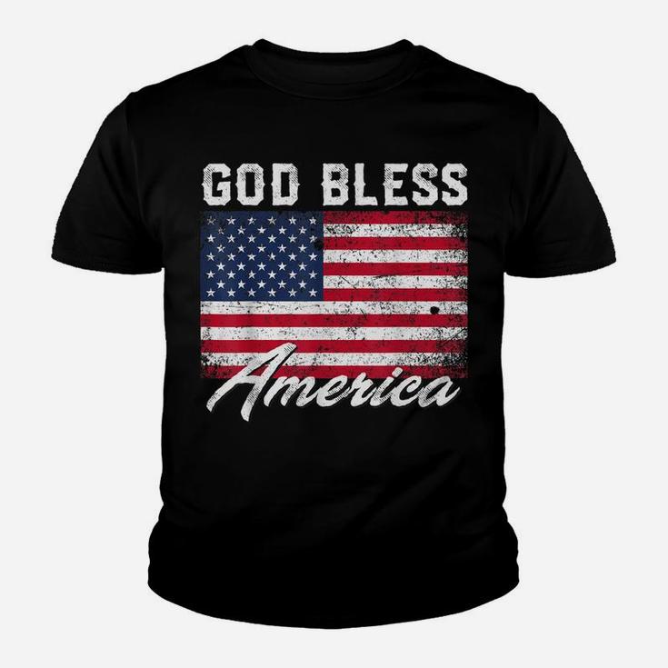 God Bless America Usa Flag 4Th Of July Patriotic Youth T-shirt