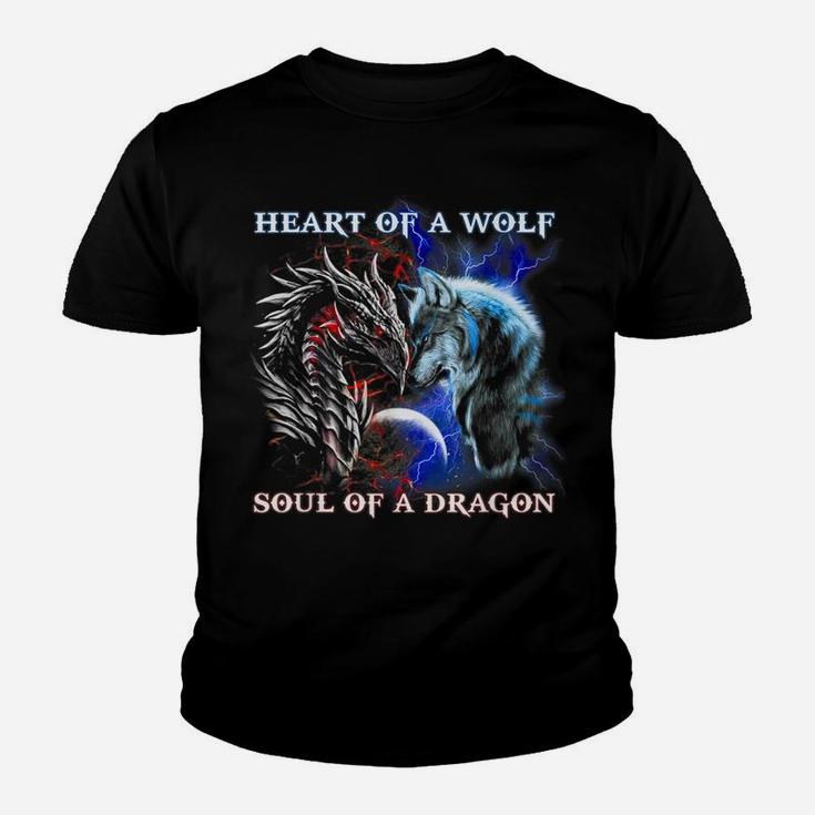 Heart Of Wolf Soul Of A Dragon - Cool Dragon - Wolf Warrior Youth T-shirt
