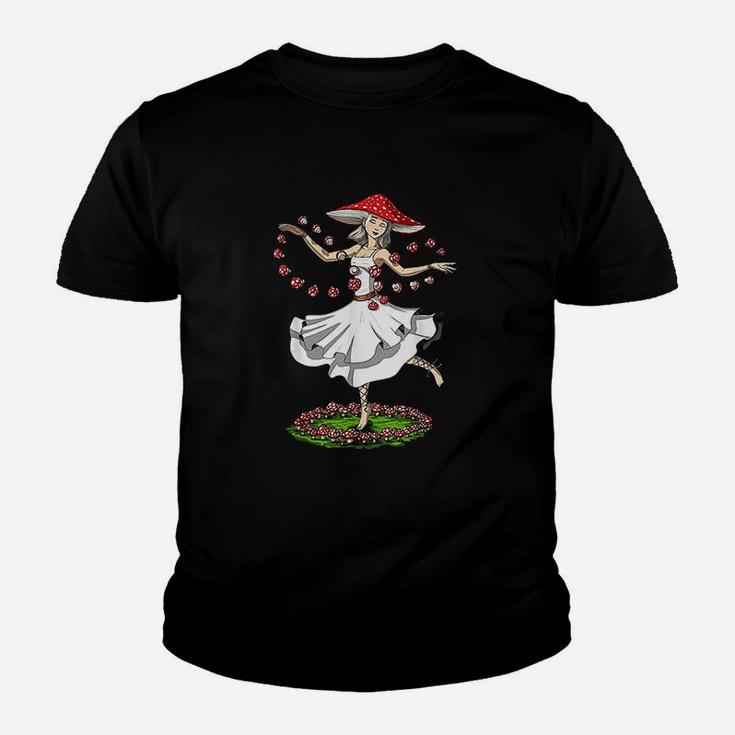 Hippie Mushroom Dancer Forest Fungi Nature Foraging Youth T-shirt